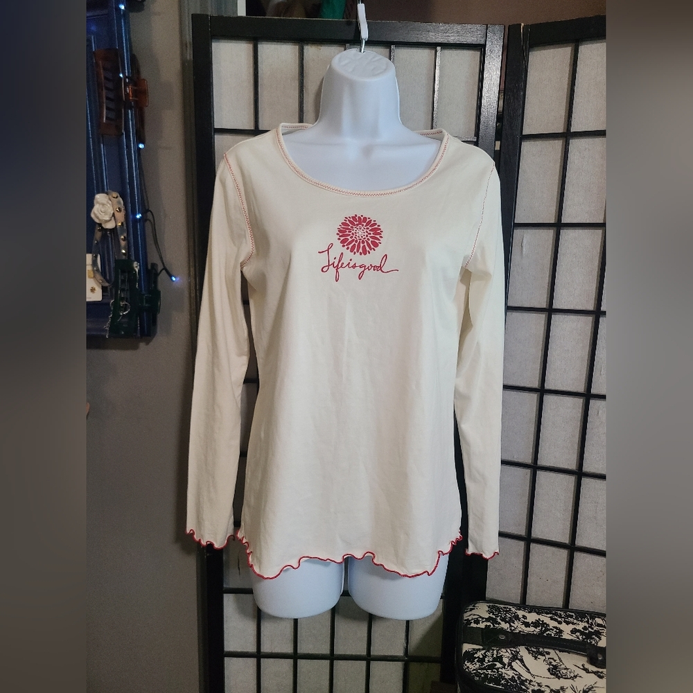 Life Is Good Long Sleeve Pajama Top sz S - Picture 3 of 9